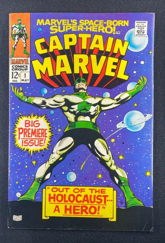 Captain Marvel #1 (Marvel Comics, 1968), raw comic book in FN/VF condition — front cover