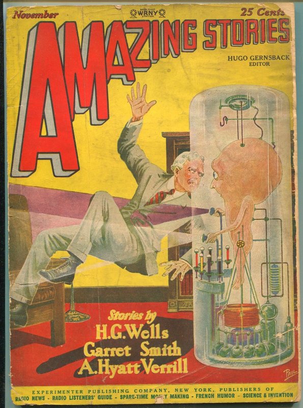 Amazing Stories November 1927-H.g. Wells-Frank R. Paul-G-, raw, ungraded comic book — front cover