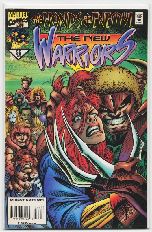 The New Warriors #55 (Marvel Comics, 1995), raw, ungraded comic book — front cover