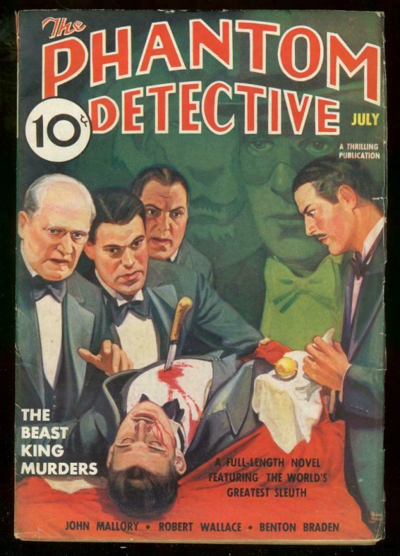 Phantom Detective July 1937-Beast King Murders Brutal FN (Standard Magazines, 1937), raw comic book in FN condition — front cover