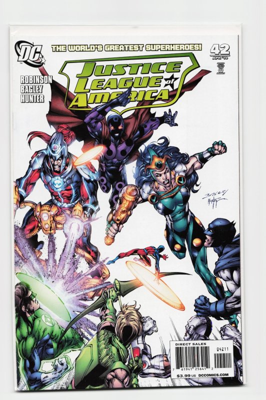Justice League of America #42 (DC Comics, 2010), raw, ungraded comic book — front cover