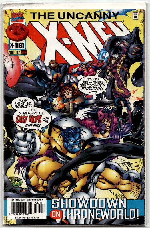 The Uncanny X-Men #344 (Marvel Comics, 1997), raw, ungraded comic book — front cover