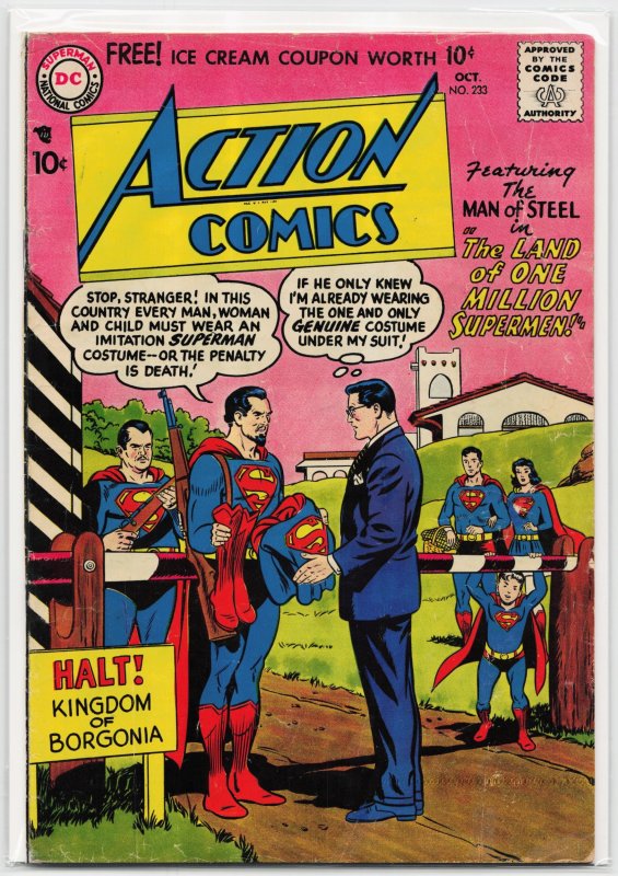 Action Comics #233 (DC Comics, 1957), raw, ungraded comic book — front cover