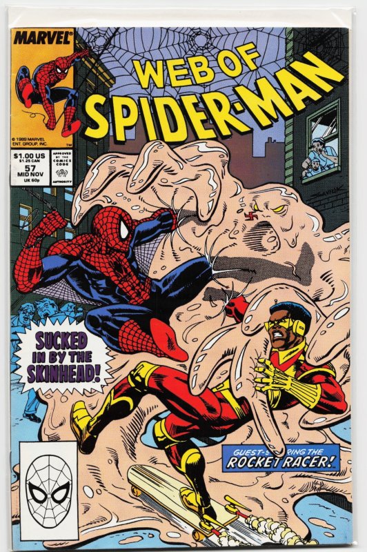Web of Spider-Man #57 (Marvel Comics, 1989), raw, ungraded comic book — front cover