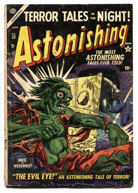 Astonishing #33 (Atlas Comics, 1954), raw, ungraded comic book — front cover
