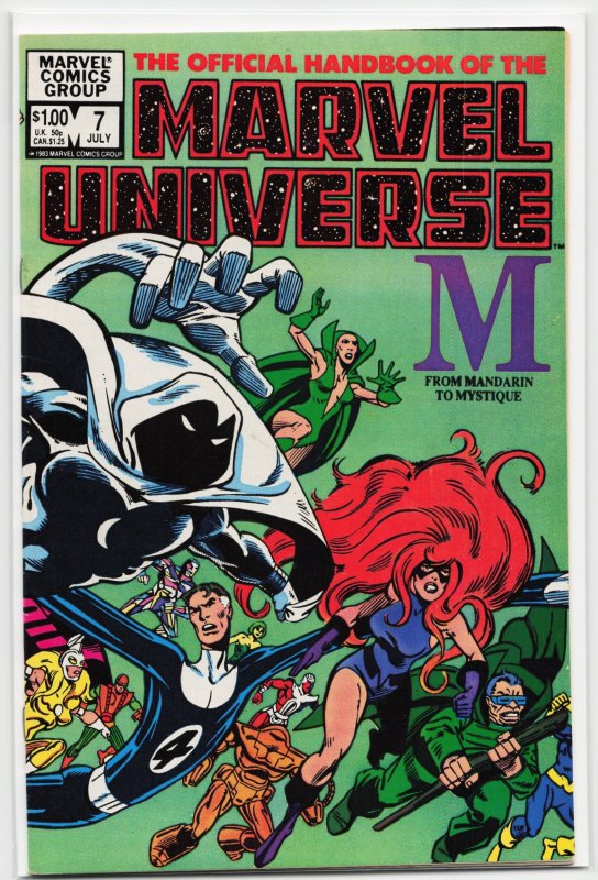 The Official Handbook of the Marvel Universe #7 (1983), raw, ungraded comic book — front cover