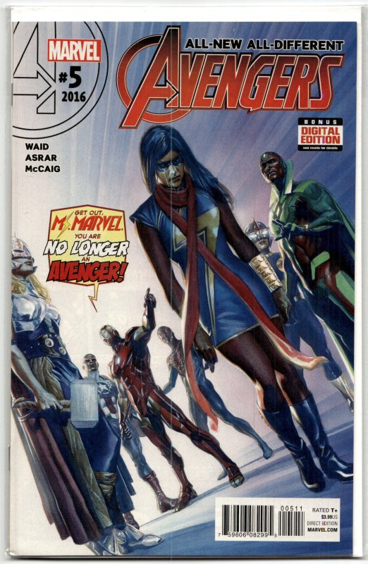 All-New, All-Different Avengers #5 (Marvel Comics, 2016), raw, ungraded comic book — front cover