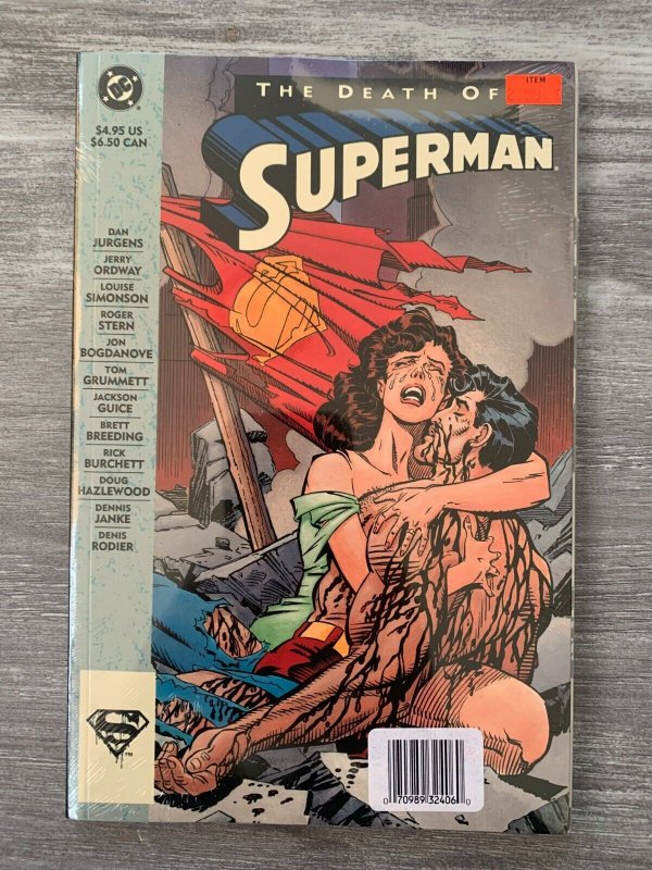 1993 THE Death OF Superman TPB SC Sealed DC Comics / Jerry Ordway (DC Comics, 1993), raw, ungraded comic book — front cover