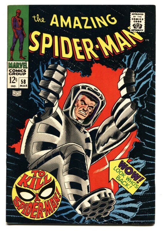 Amazing Spider-Man #58 (Marvel Comics, 1968), raw comic book in VF/NM condition — front cover