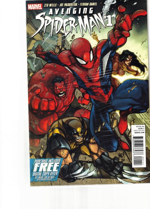 Avenging Spider-Man #1 (Marvel Comics, 2012), raw comic book in NM- condition — front cover