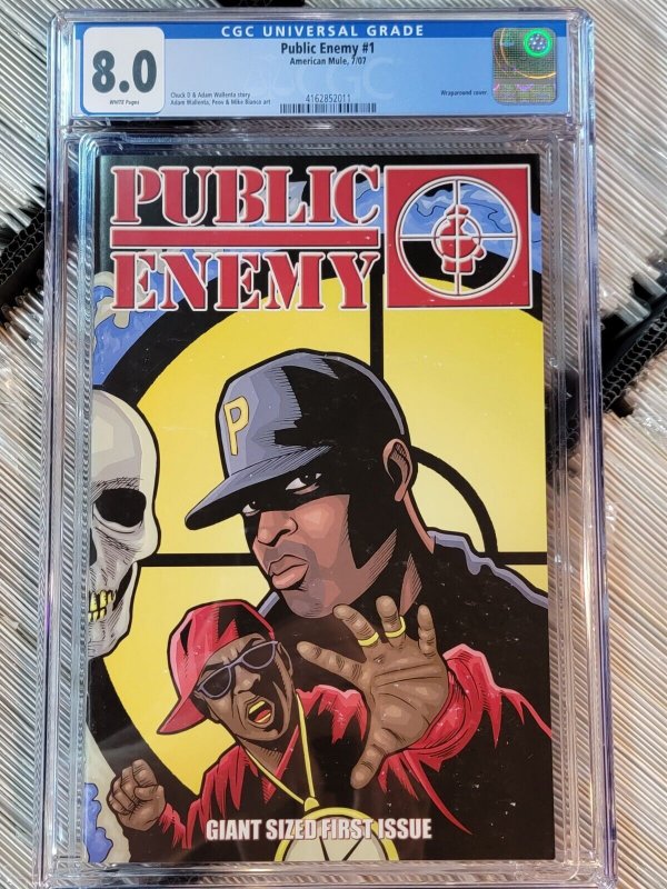 Public Enemy #1 (2007), CGC 8.0 graded comic book, Universal Blue label — front cover in its holder