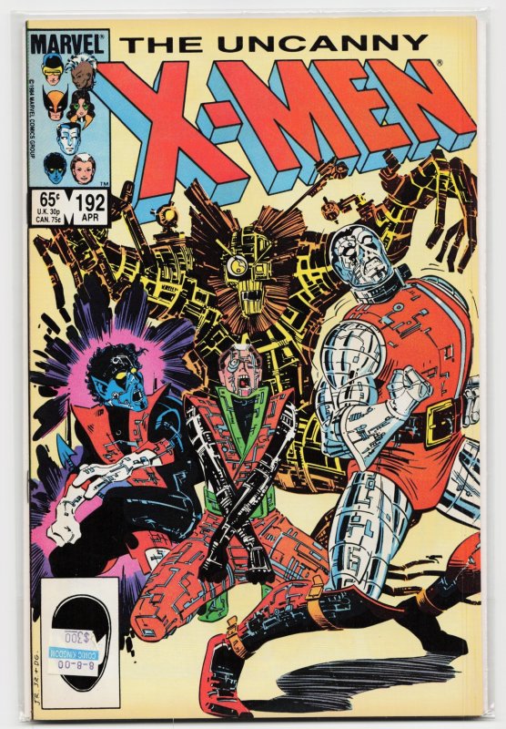 The Uncanny X-Men #192 (Marvel Comics, 1985), raw, ungraded comic book — front cover