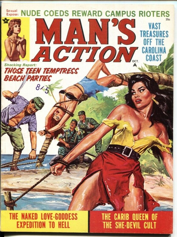 Man's Action 10/1969 Cuban Communist GGA Torture Cover! VF, raw comic book in VF condition — front cover