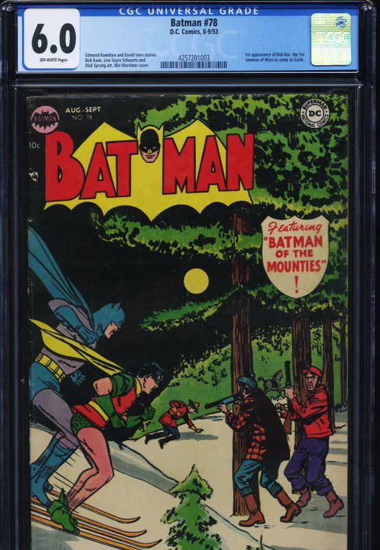 Batman #78 (DC Comics), CGC 6.0 graded comic book, Universal Blue label — front cover in its holder