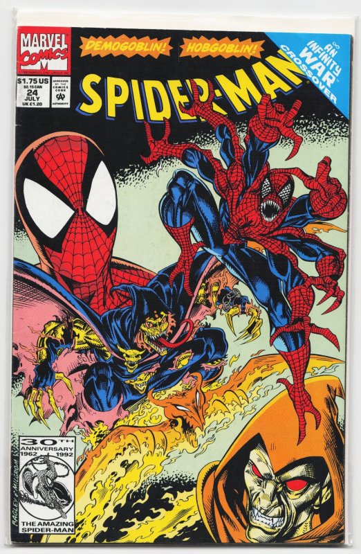Spider-Man #24 (Marvel Comics, 1992), raw, ungraded comic book — front cover