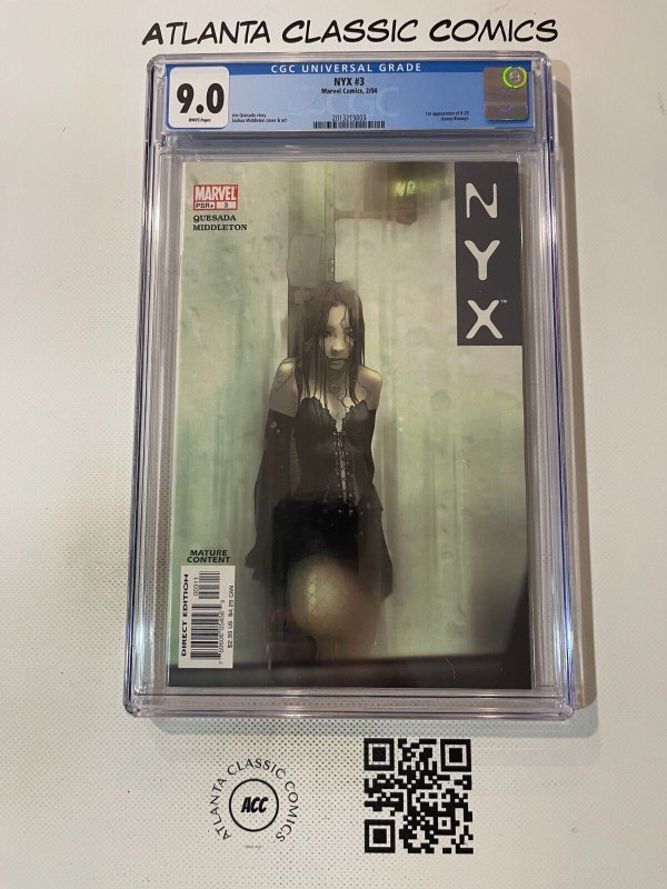 NYX #3 (Marvel Comics, 2021), CGC 9.0 graded comic book, Universal Blue label — front cover in its holder