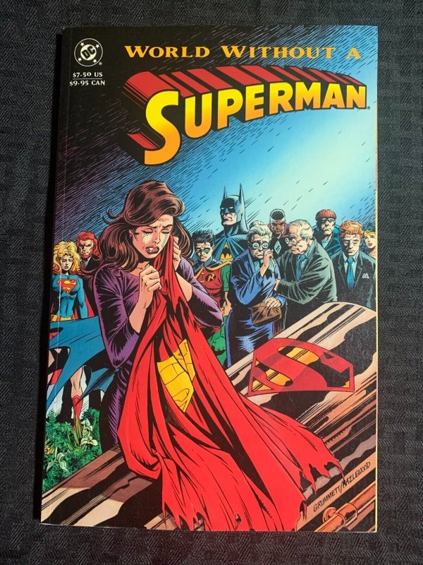 1993 Superman World Without a TPB SC VF 8.0 1st DC Comics (DC Comics, 1993), raw comic book in VF 8.0 condition — front cover