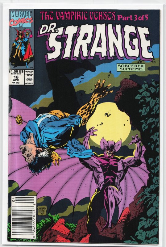 Doctor Strange, Sorcerer Supreme #16 (Marvel Comics, 1990), raw, ungraded comic book — front cover