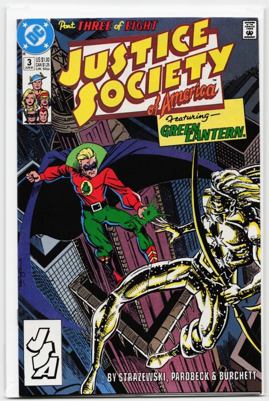 Justice Society of America #3 (DC Comics, 1991), raw, ungraded comic book — front cover