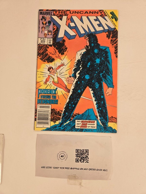 Uncanny X-Men #203 (Marvel Comics), raw comic book in FN condition — front cover
