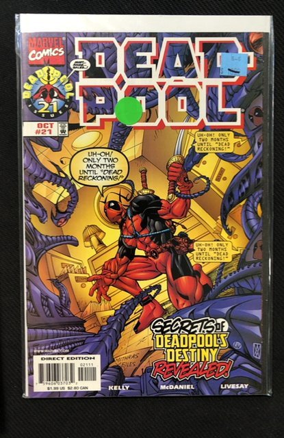 Deadpool #21 (Marvel Comics, 1998), raw, ungraded comic book — front cover