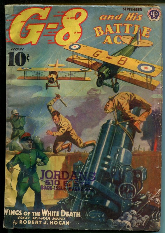 G-8 and His Battle Aces 9/1939-pulp-torture Cover-Robert J Hogan-classic-VG, raw comic book in VG condition — front cover