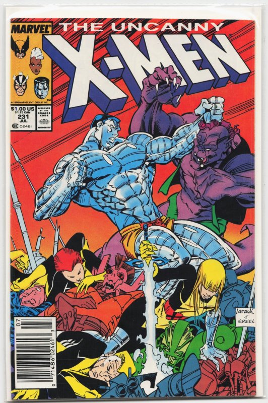 The Uncanny X-Men #231 (Marvel Comics, 1988), raw, ungraded comic book — front cover