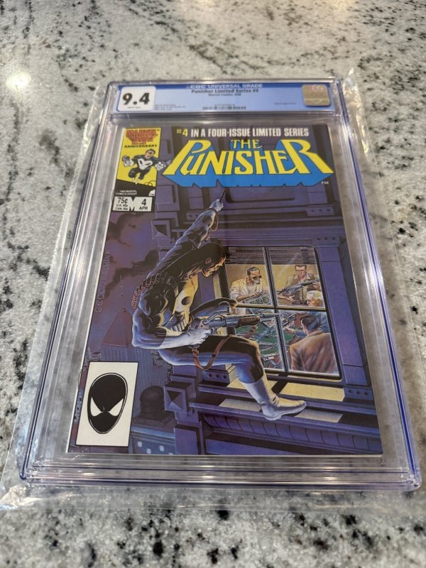 The Punisher #4 (Marvel Comics, 1986), CGC 9.4 graded comic book, Universal Blue label — front cover in its holder