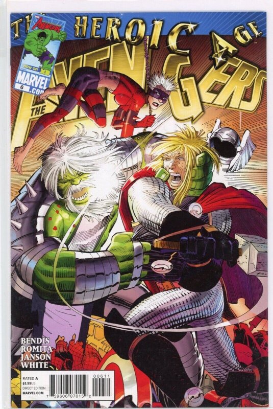 The Avengers #6 (Marvel Comics, 2010), raw comic book in VF+ 8.5 condition — front cover