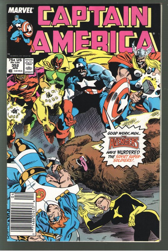 Captain America #352 (Marvel Comics, 1989), raw comic book in VF/NM 9.0 condition — front cover