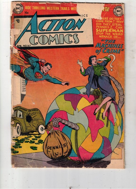 Action Comics #167 (DC Comics, 1952), raw comic book in FR/GD condition — front cover