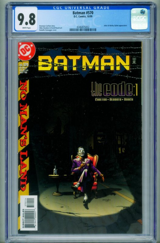 Batman #570 (DC Comics, 1999), CGC 9.8 graded comic book, Universal Blue label — front cover in its holder