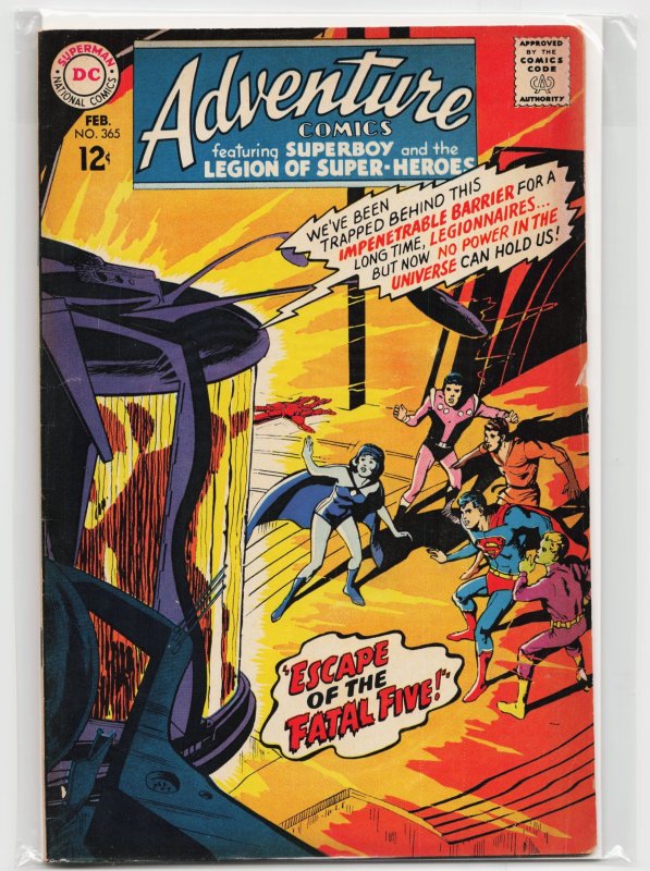 Adventure Comics #365 (DC Comics, 1968), raw, ungraded comic book — front cover