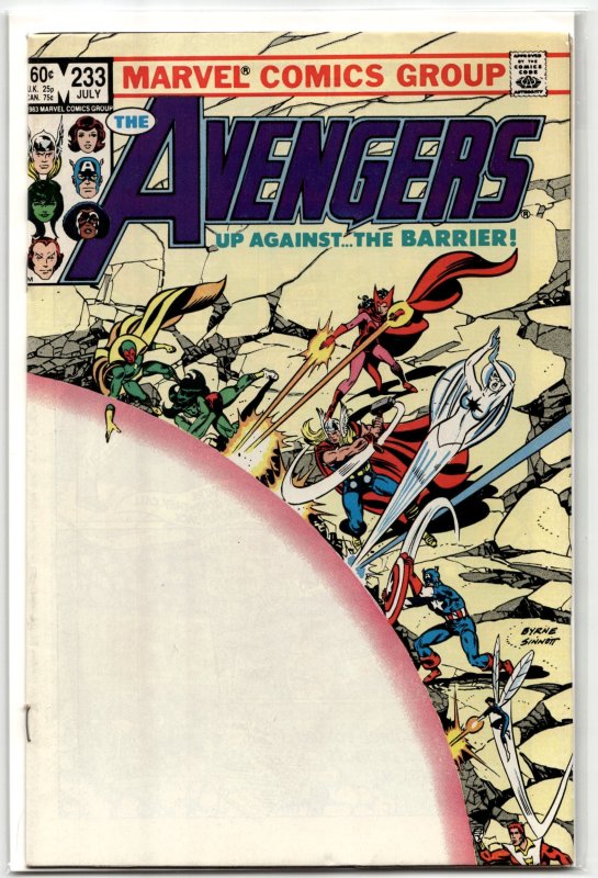 The Avengers #233 (Marvel Comics, 1983), raw, ungraded comic book — front cover