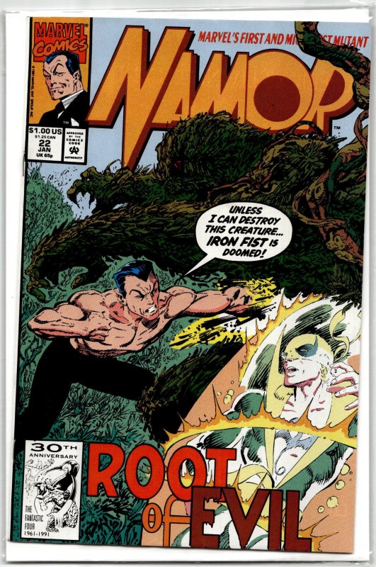 Namor, the Sub-Mariner #22 (Marvel Comics, 1992), raw, ungraded comic book — front cover
