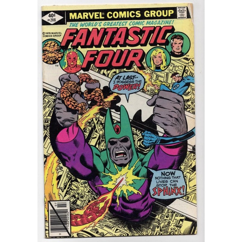 Fantastic Four #208 (Marvel Comics, 1979), raw comic book in FN- 5.5 condition — front cover