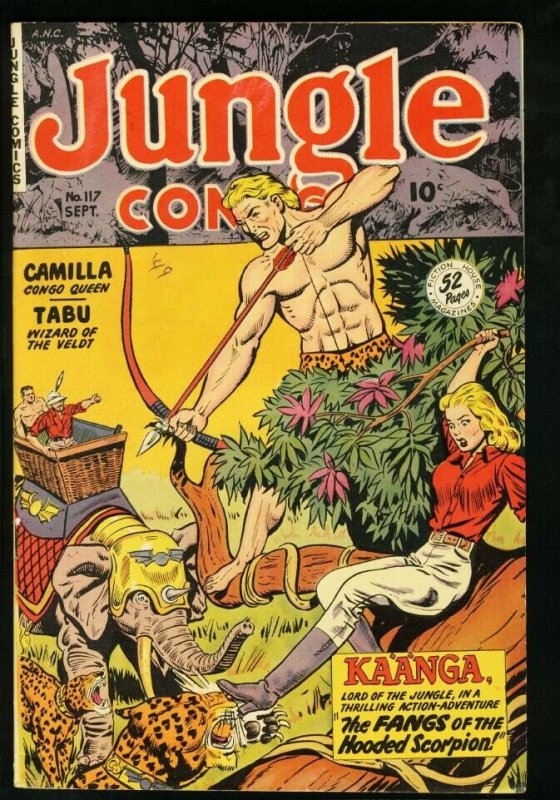 Jungle Comics #117 (Fiction House), raw comic book in VF condition — front cover