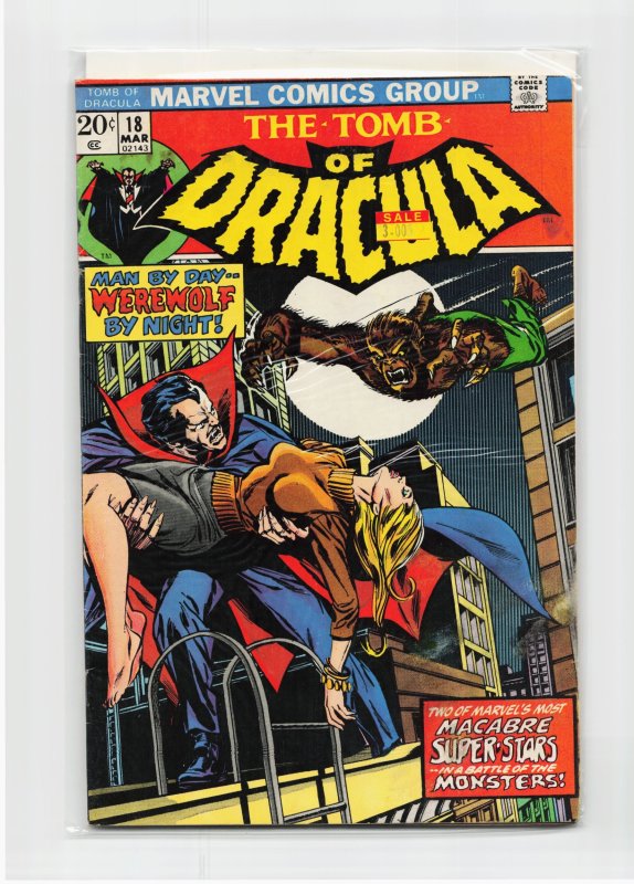 Tomb of Dracula #18 (Marvel Comics, 1974), raw, ungraded comic book — front cover