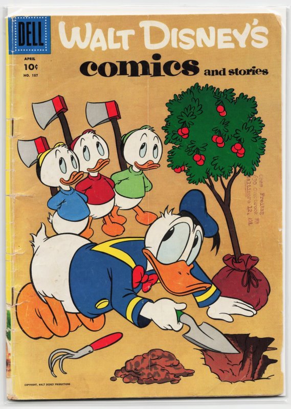 Walt Disney's Comics and Stories #187 (Dell, 1956), raw, ungraded comic book — front cover