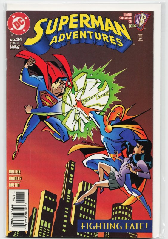 Superman Adventures #34 (DC Comics, 1999), raw, ungraded comic book — front cover