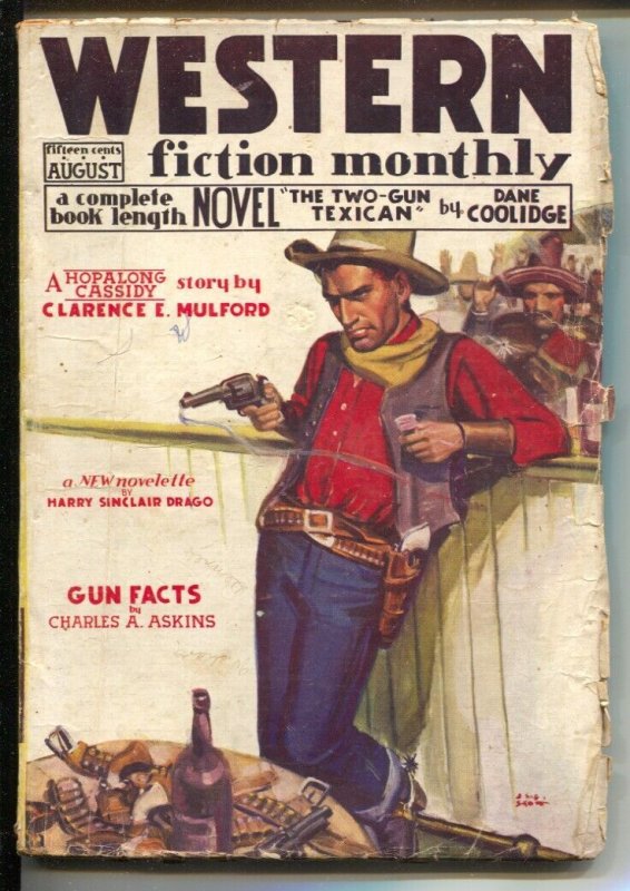 Pulp: Western Fiction Monthly 8/1935-Red Circle-Hopalong Cassidy-hero Pulp-M..., raw, ungraded comic book — front cover