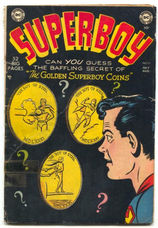 Superboy #15 (DC Comics, 1951), raw, ungraded comic book — front cover