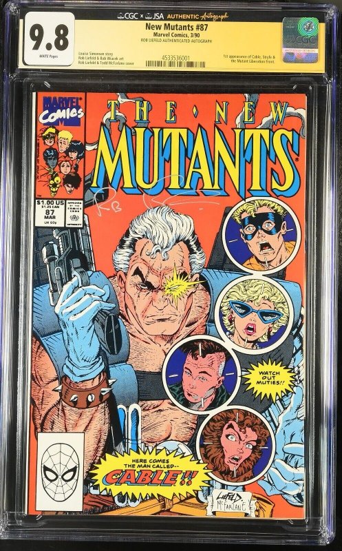 New Mutants #87 (Marvel Comics, 1990), CGC 9.8 graded comic book — front cover in its holder
