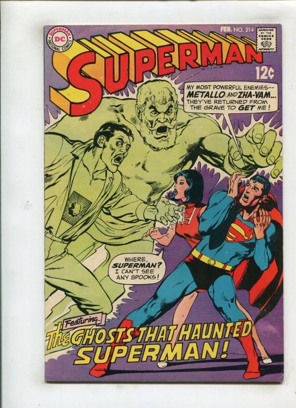Superman #214 (DC Comics, 1969), raw comic book in 7.0 condition — front cover