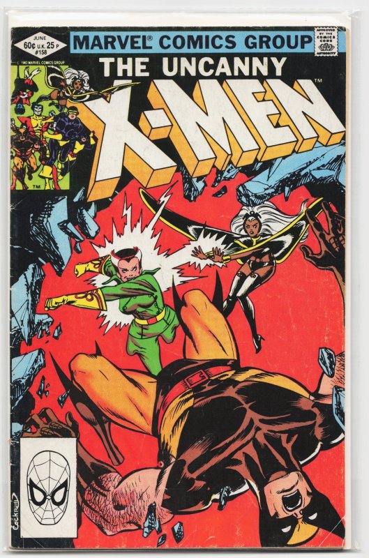 The Uncanny X-Men #158 (Marvel Comics, 1982), raw, ungraded comic book — front cover
