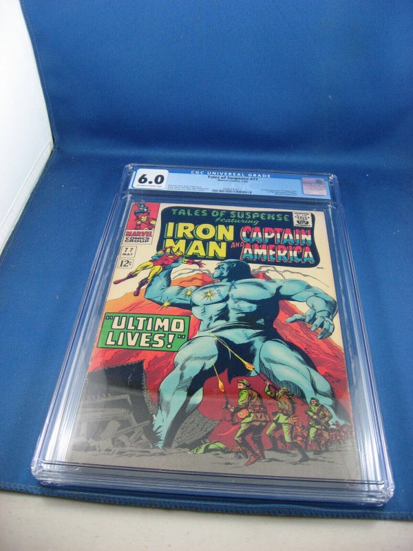 Tales of Suspense #77 (Marvel Comics, 1966), CGC 6.0 graded comic book, Universal Blue label — front cover in its holder