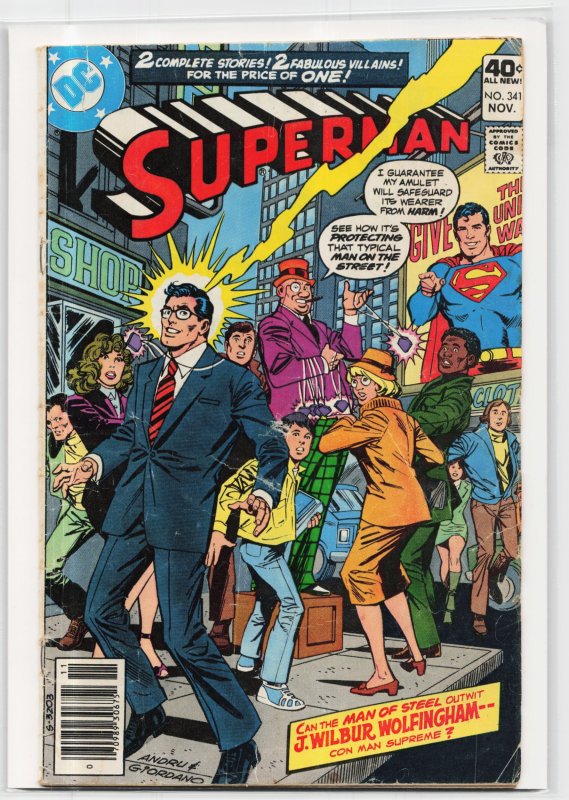 Superman #341 (DC Comics, 1979), raw, ungraded comic book — front cover