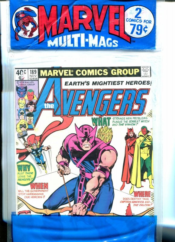 Marvel Multi-Mags 2 Pak 1979-Sealed-Avengers #189 (Marvel Comics, 1979), raw, ungraded comic book — front cover