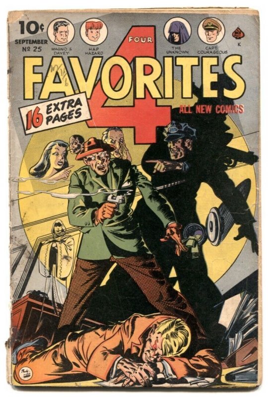 Four Favorites #25 (1946), raw comic book in VG- condition — front cover
