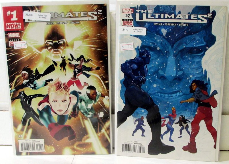 Ultimates 2 Lot 2 #1, 2 2017 Marvel 9.4 Captain Marvel Black Panther Comic Books (Marvel Comics, 2017), raw comic book in 9.4 condition — front cover